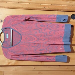 Athleta Lightweight Base Layer Paisley Pink/Gray Sz L and Silver Tote Bag